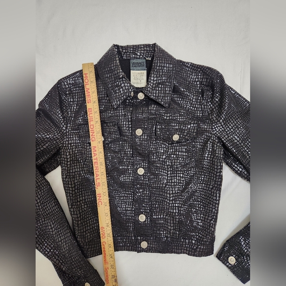 Vintage Versace Jeans Couture Black Snake Print Gothic Jacket Sz XS - Picture 5 of 8